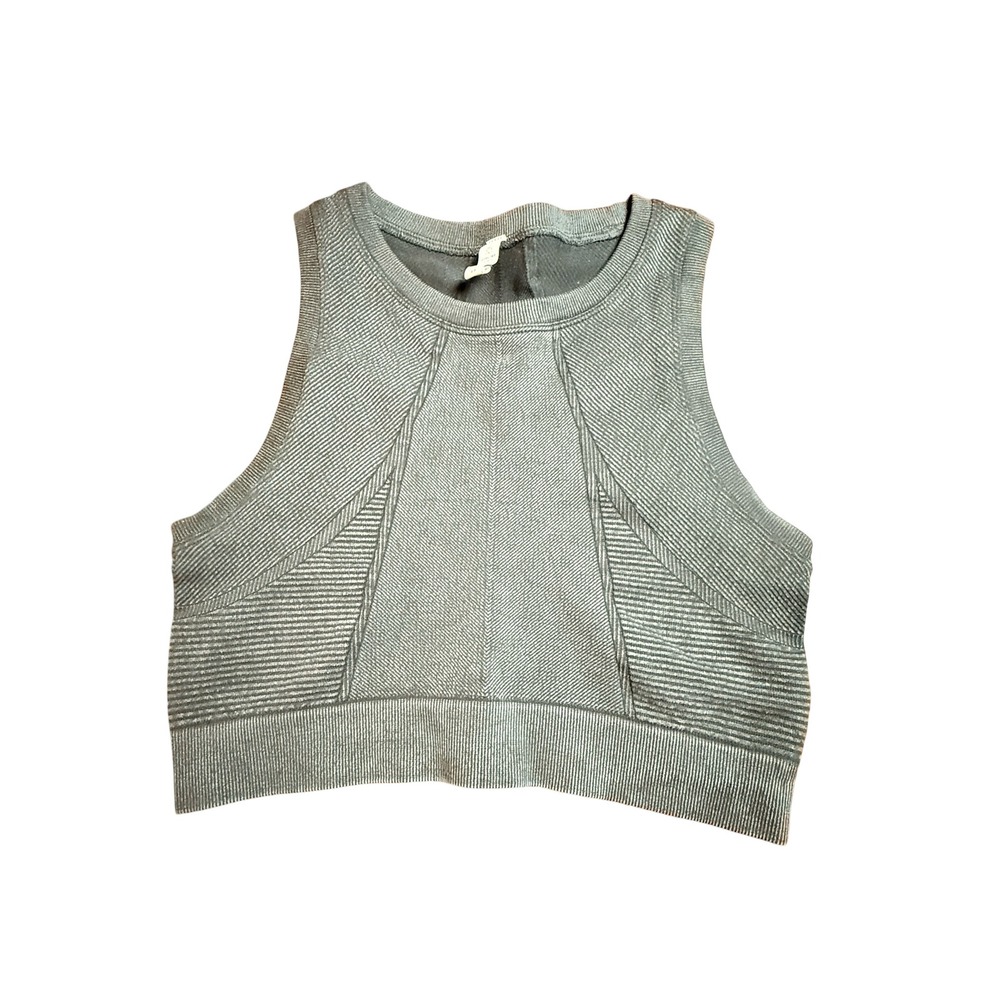 Offline by Aerie Seamless Ribbed‎ Crop Top Tank Washed Black Medium Support M